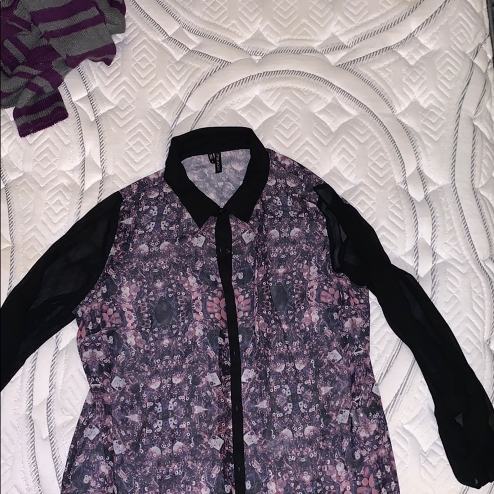 Maurices Sheer Button  Up Shirt